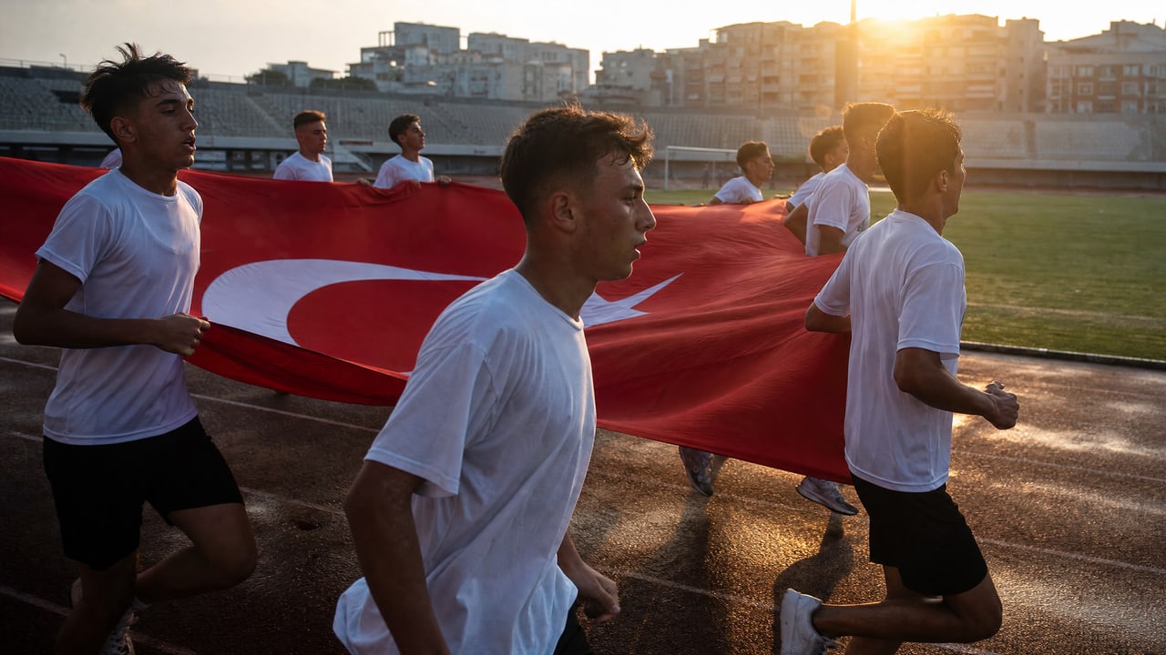 19 Mayıs filminde Türk bayrağı taşıyan gençler